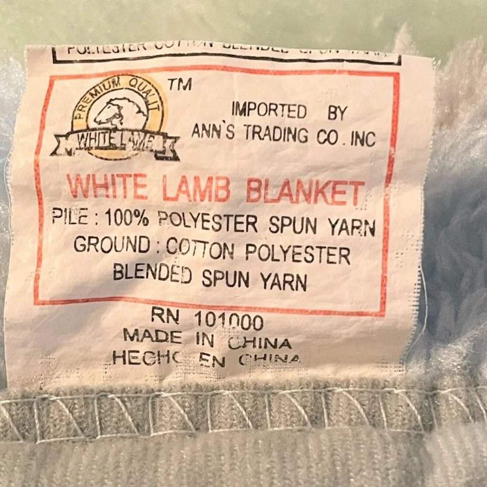 Vtg White Lamb Plush Baby Blanket Outdoor Cradle Birds Dog Silky Soft Blue Green